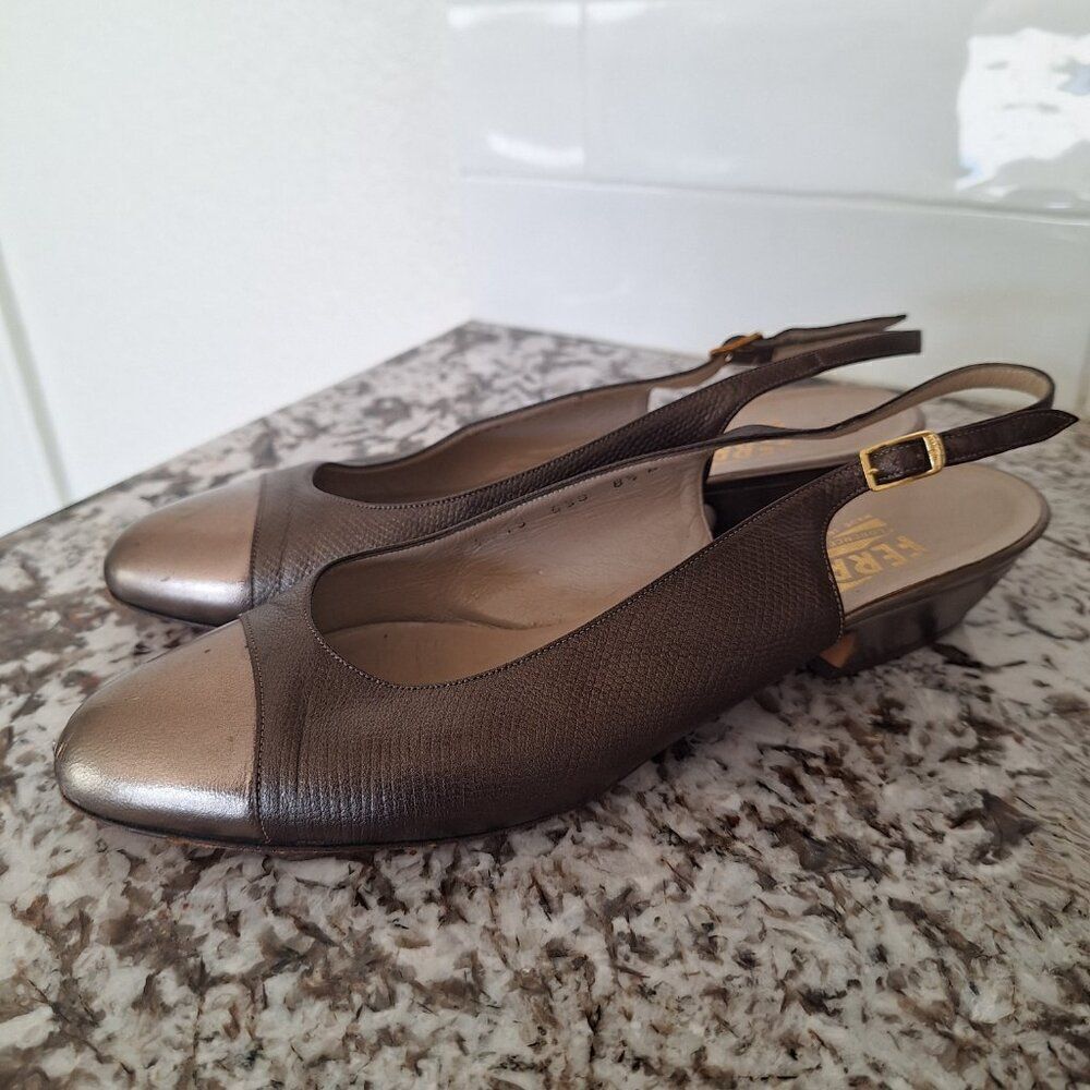 Salvatore Ferragamo Slingback Sandals Leather size 8.5 B - Picture 6 of 11